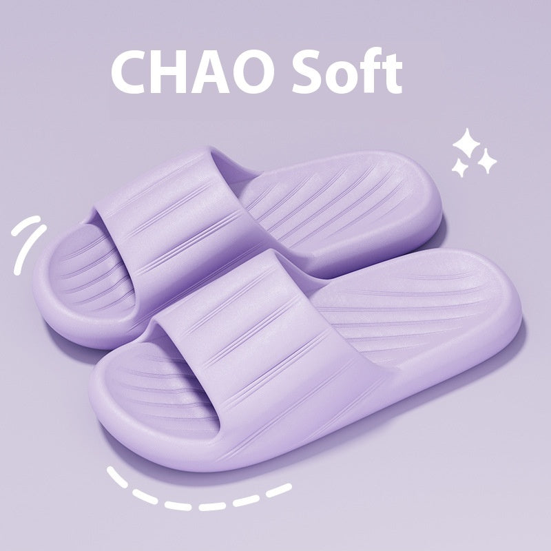 Buy Fashion Solid Color Striped Home Slippers Summer Thick Bottom Non-slip Bathroom Slipper Women Men Couples Shoes online at DLC Market