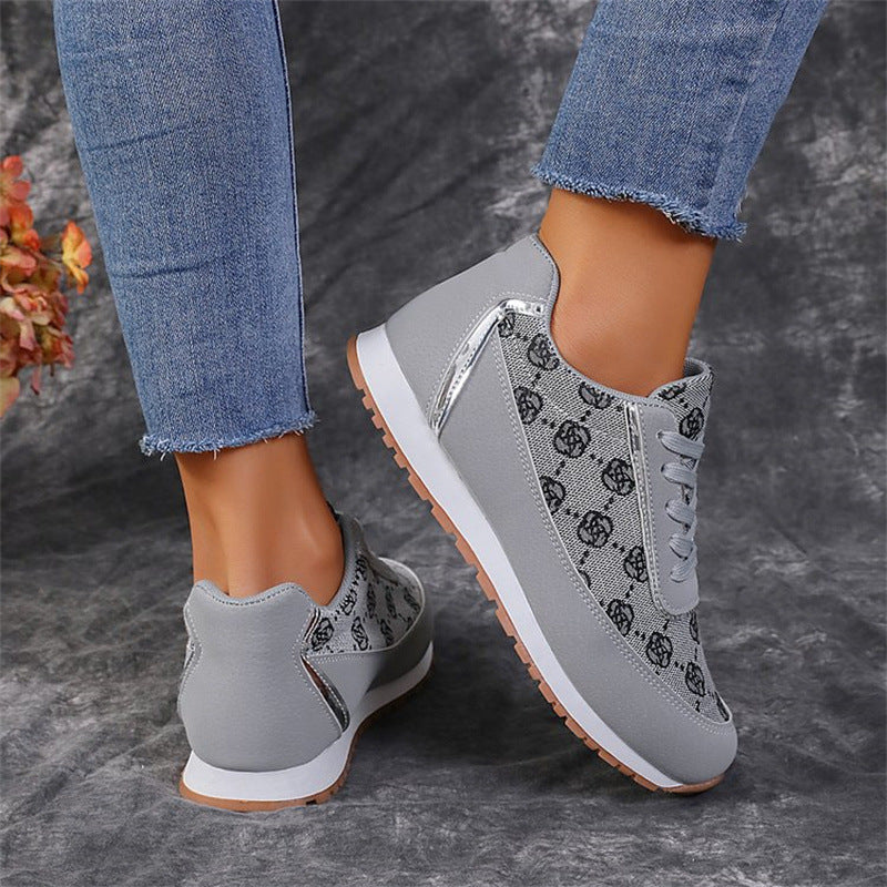 Buy Flower Print Lace-up Sneakers Casual Fashion Lightweight Breathable Walking Running Sports Shoes Women Flats online at DLC Market
