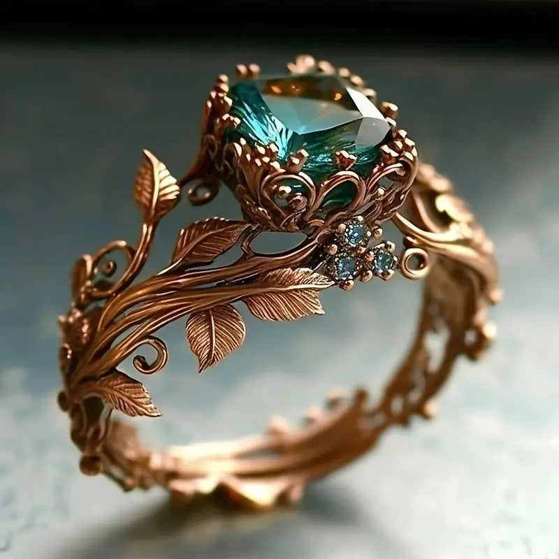 Antique gold geometric retro statement ring for women | DLC Market