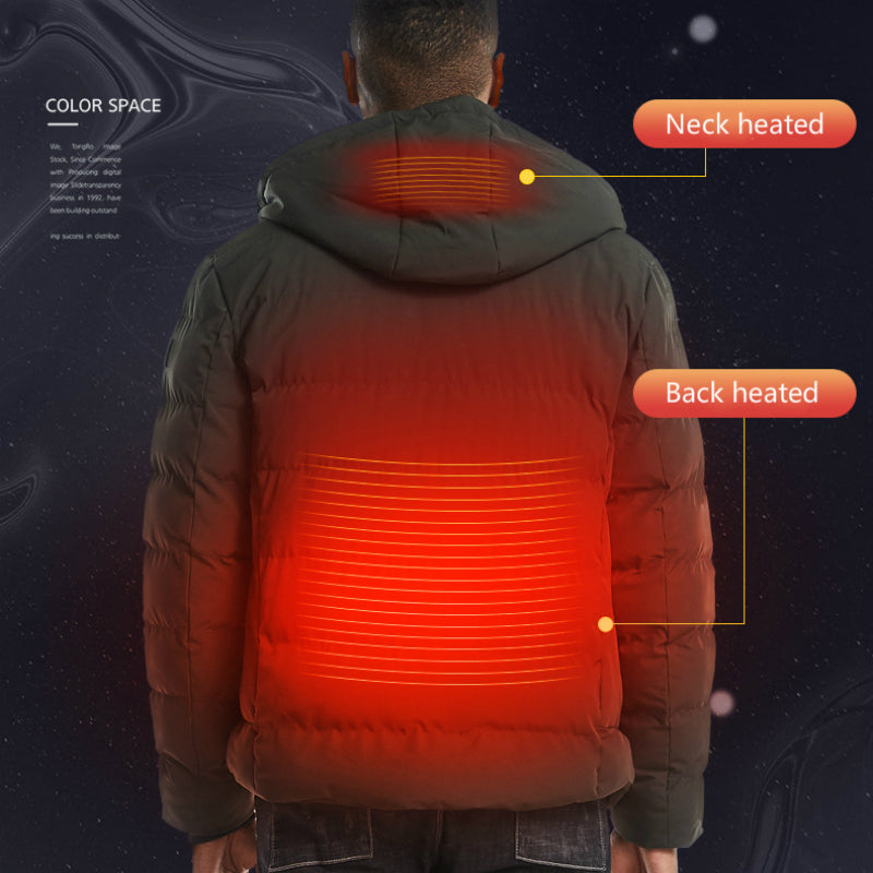 New Men Women Cotton Coat USB Smart Electric Heated Jackets Winter Thicken Down Hooded Outdoor Hiking Ski Clothing 7XL by null