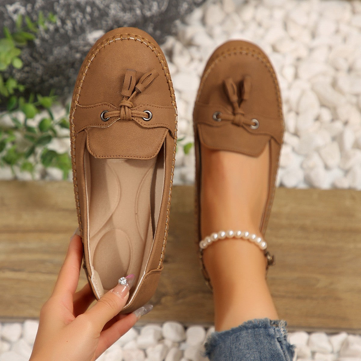 Buy Women's Round Head Loafers Fashion Non-slip Soft Comfortable Flats Shoes online at DLC Market