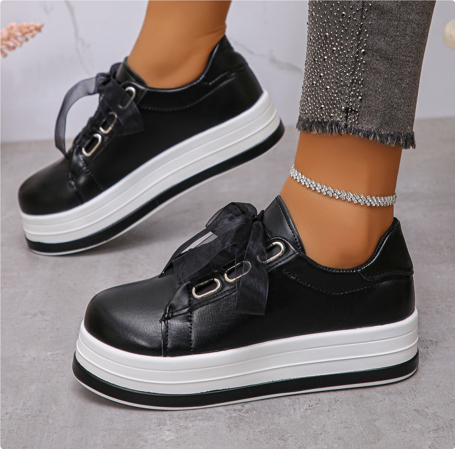 Buy Single Large Size Casual European And American Lace-up Flat Round Toe Platform Women's Shoes online at DLC Market