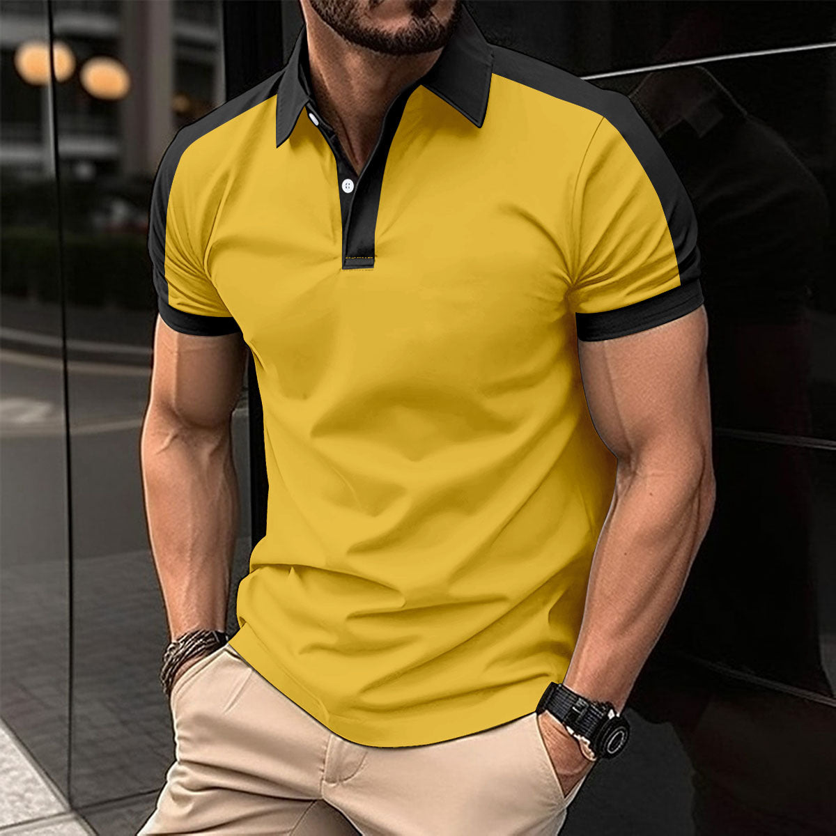 Men's Short Sleeve Business Shirt Summer Casual Polo Shirts by null