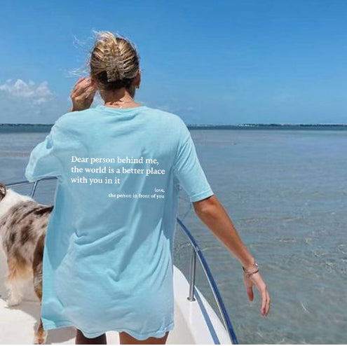 Buy New Fashion Womens Letter T-Shirt Round Neck Short Sleeve Slogan Tee Top online at DLC Market