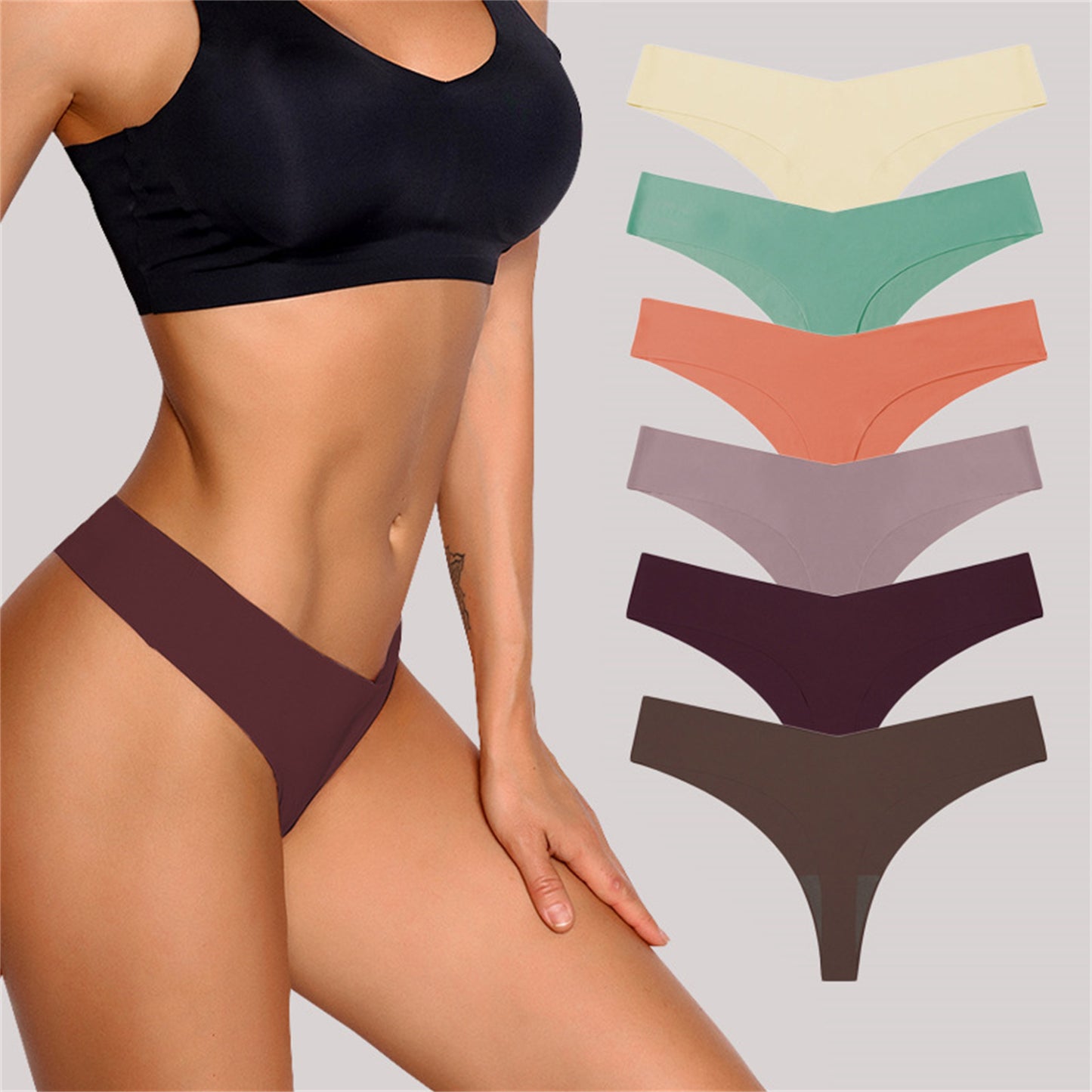 Buy Low Waist Ice Silk Nude Feel Seamless Purified Cotton Crotch T-back online at DLC Market