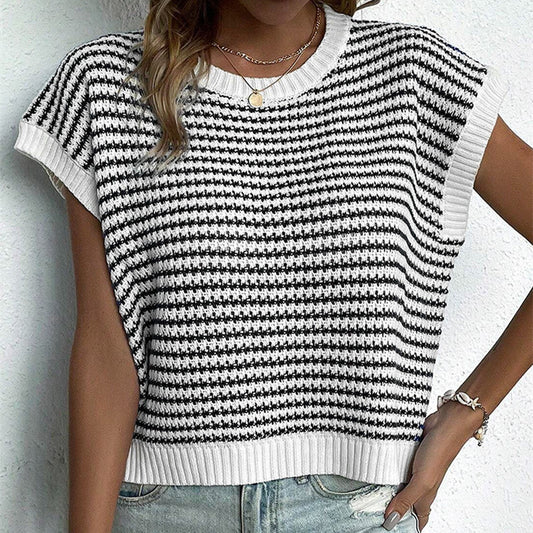 Buy Women's Summer Stripes Patchwork Knitting Vest Top online at DLC Market
