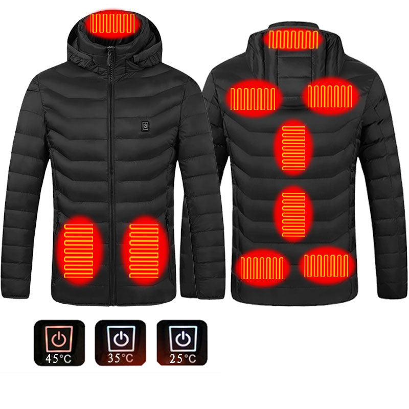 Winter Heated Jacket USB Electric Cotton Coat Zip-up Heater Thermal Clothing Heating Vest For Men by null