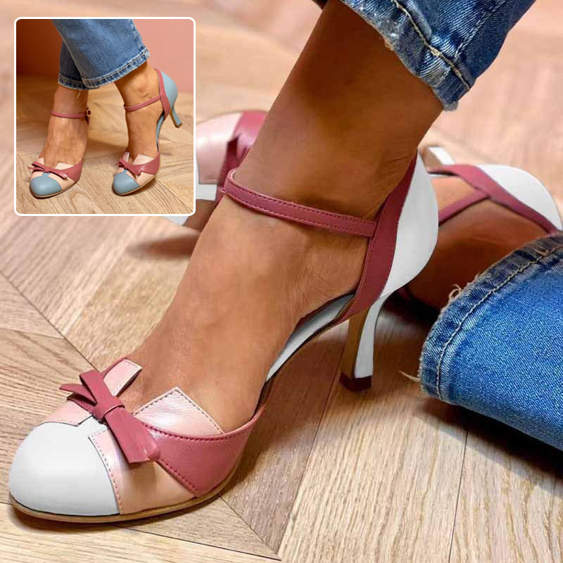 Womens bow knot pointed toe buckle high heel pumps | DLC Market