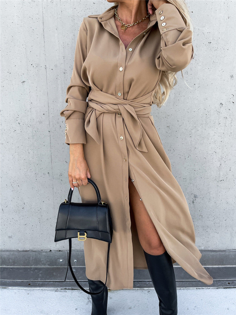 Buy Women's Clothing Autumn And Winter Color Cardigan Long Sleeve Big Hem Dress online at DLC Market