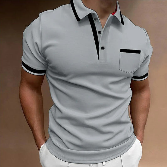 Men's Casual Square Collar Double Buckle Printed Short Sleeve by null