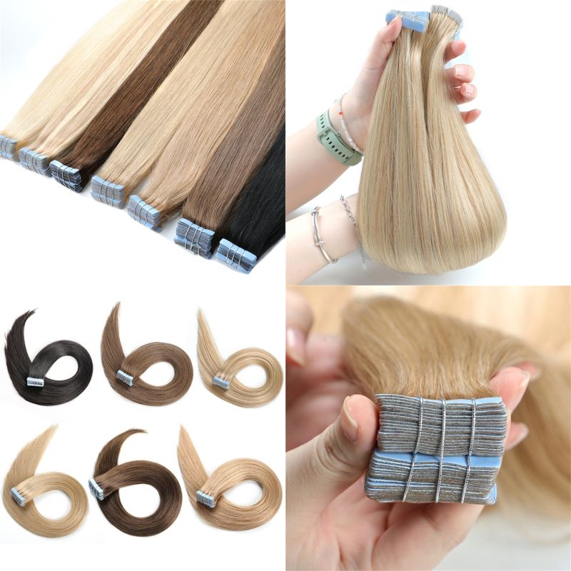Double Pull Full Virgin Real 50g Hair Extension Long With Weft Invisible Skin Weft 20 Thick Seamless Human Hair by null
