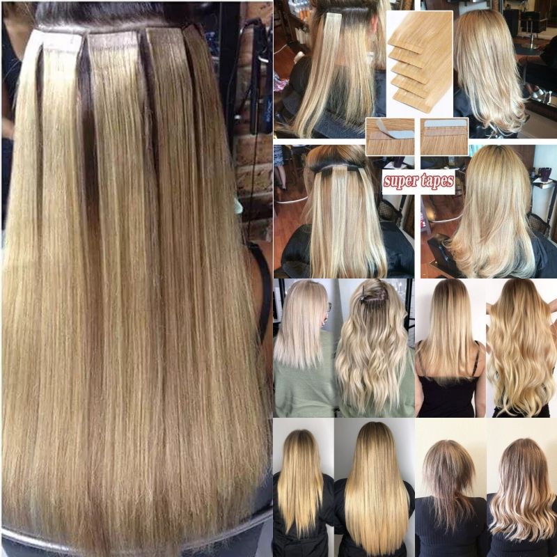 Double Pull Full Virgin Real 50g Hair Extension Long With Weft Invisible Skin Weft 20 Thick Seamless Human Hair by null