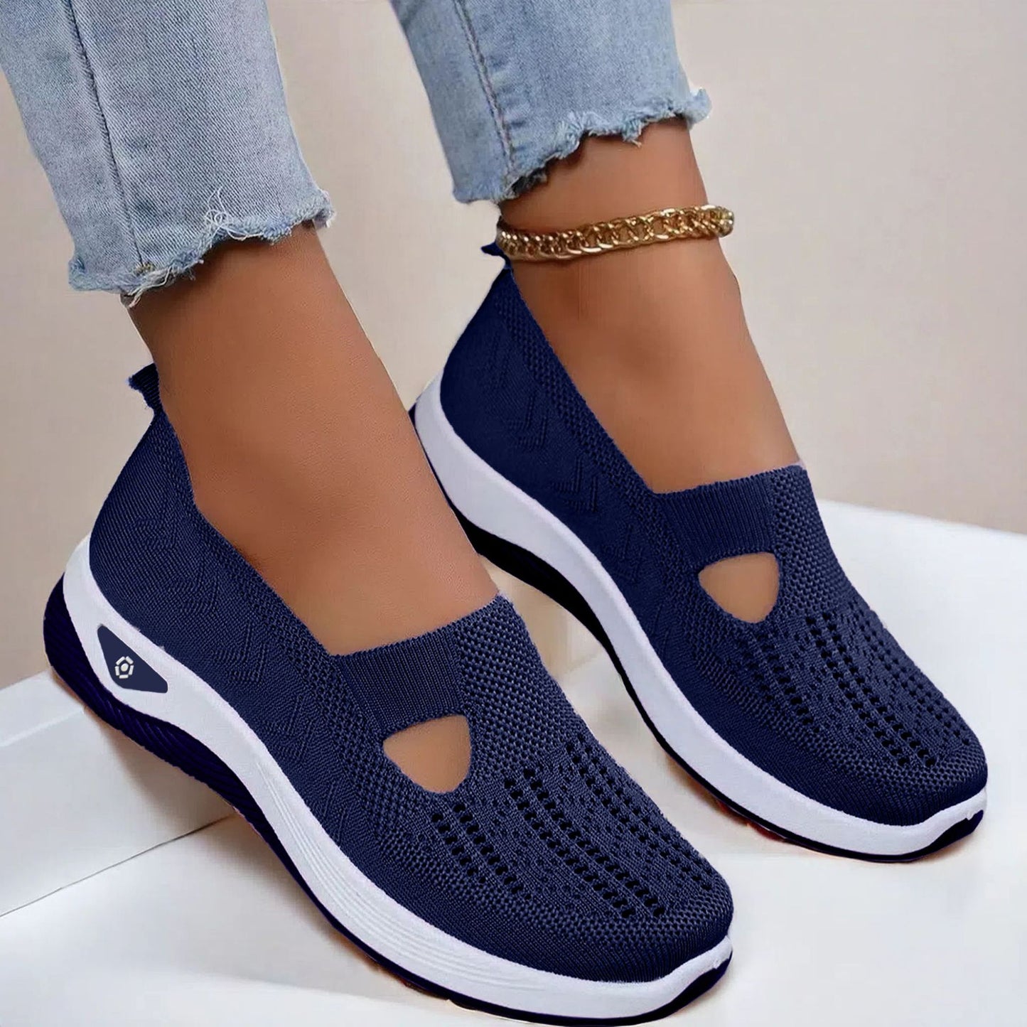 Buy Mesh Flats Shoes Fashion Breathable Non-slip Soft Bottom Casual Shoes For Women online at DLC Market