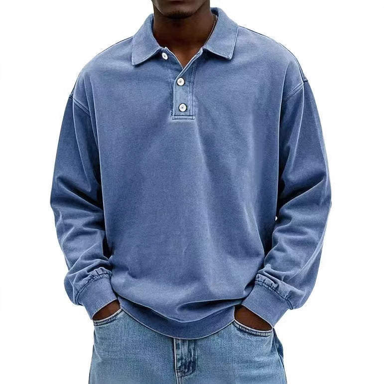 Fall Men's Long Sleeve Polo Shirts Casual Breathable Comfortable Tees Shirt Solid High Quality Sweatshirt Male T-Shirt by null