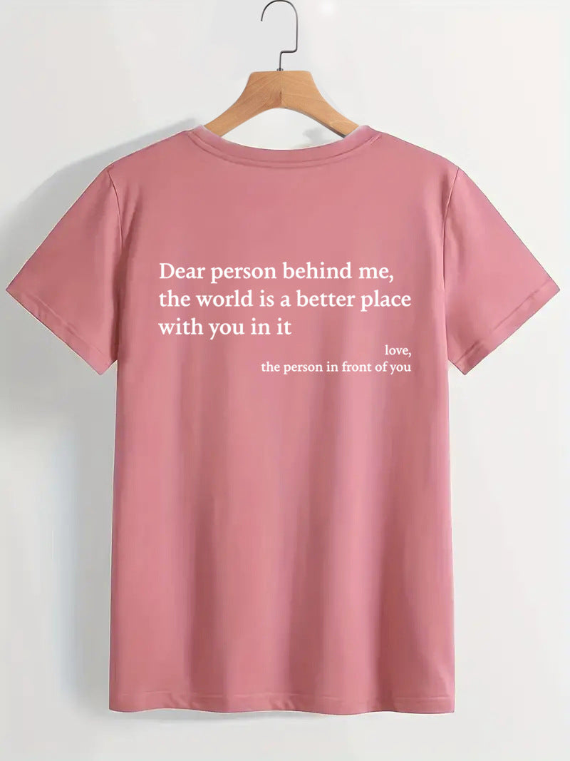 Buy New Fashion Womens Letter T-Shirt Round Neck Short Sleeve Slogan Tee Top online at DLC Market