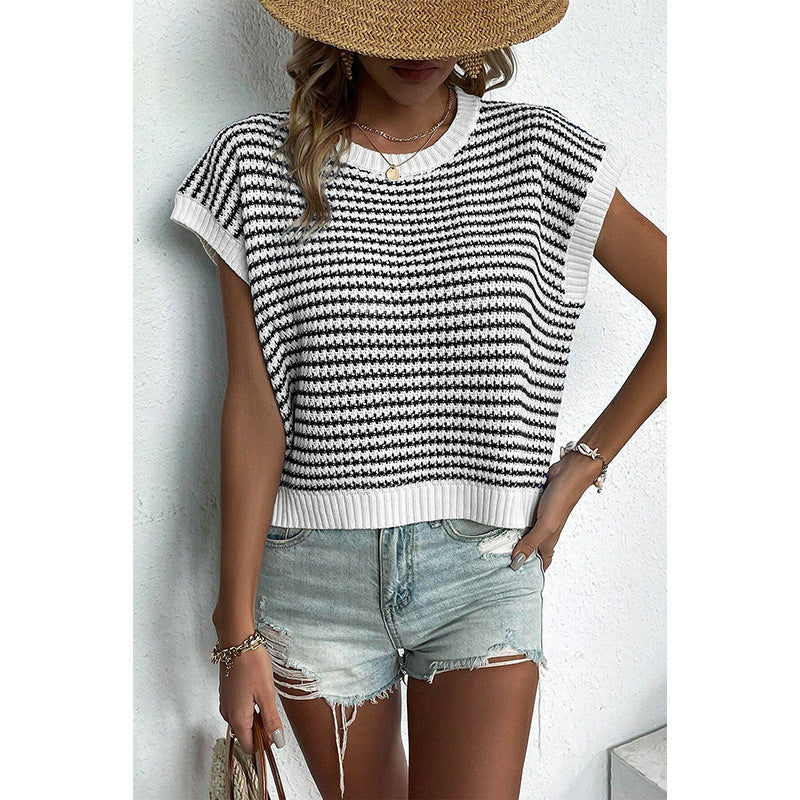 Buy Women's Summer Stripes Patchwork Knitting Vest Top online at DLC Market