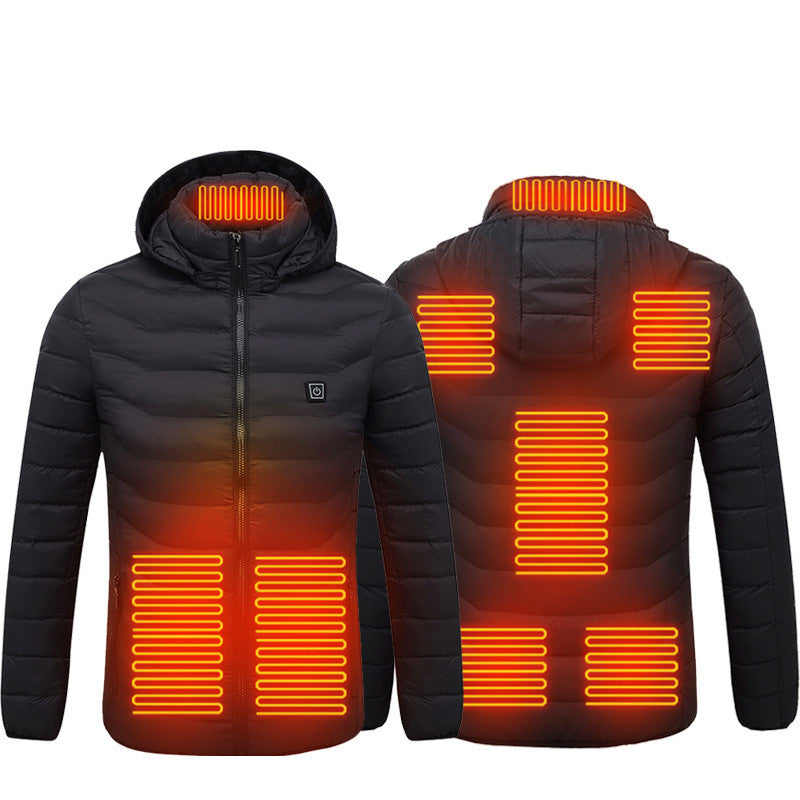 Winter Heated Jacket USB Electric Cotton Coat Zip-up Heater Thermal Clothing Heating Vest For Men by null