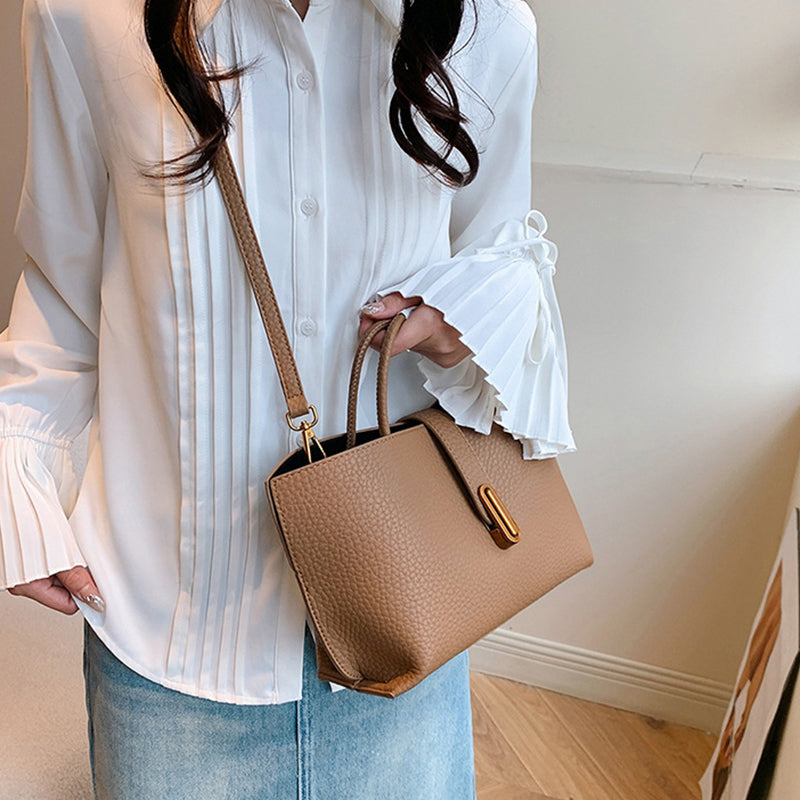 Buy INS Litchi Pattern Shoulder Bag Fashion Zipper Bucket Bag High Capacity Totes Handbag For Women online at DLC Market