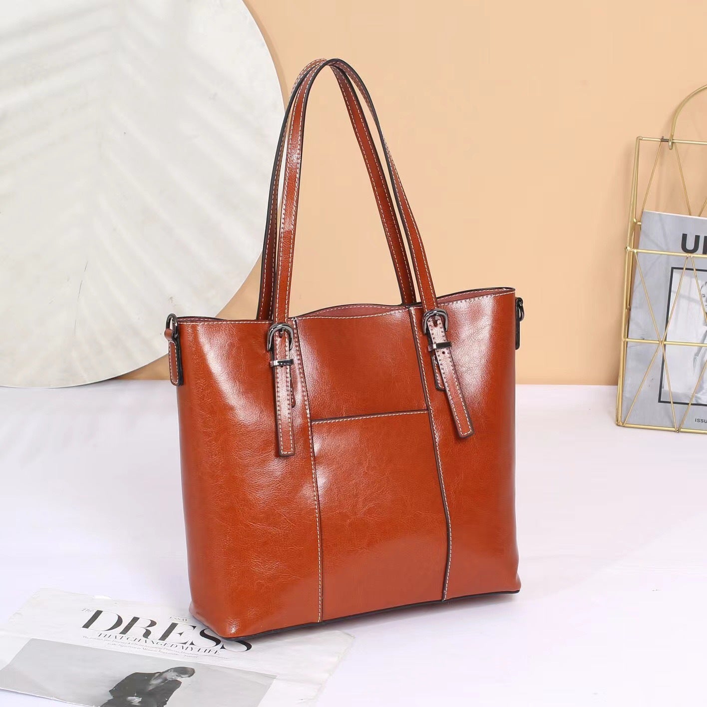 Buy Big Bag Genuine Leather Capacity Cowhide Messenger Bag Female Hand-held Tote online at DLC Market