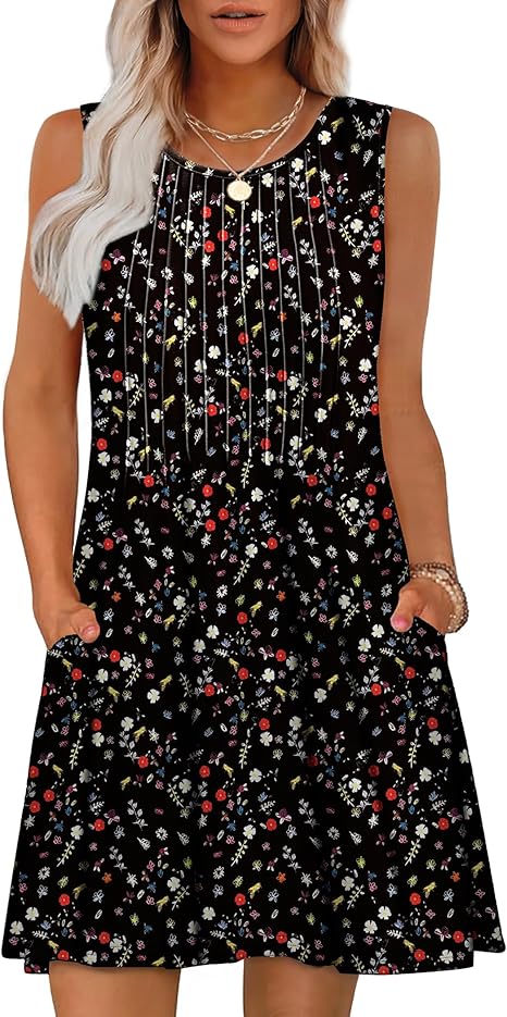 Buy Loose Beach Vacation Casual Round Neck Sleeveless Vest Dress online at DLC Market