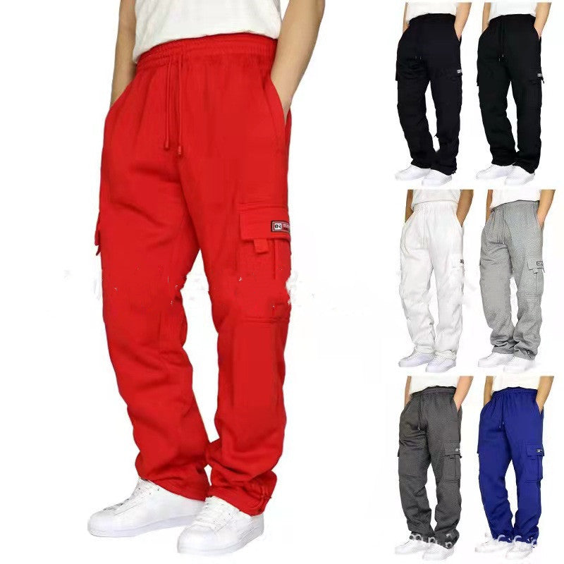 Men Pants Sweatpants Stretch Elastic Waist Jogger Sports Pants Drawstring Trousers Fashion Mens Clothing by null