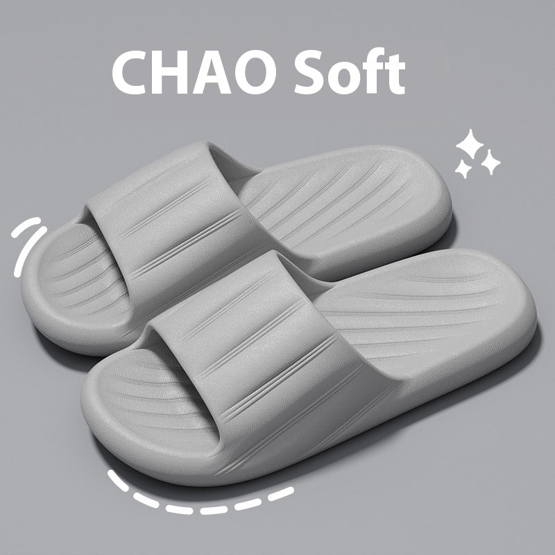 Buy Fashion Solid Color Striped Home Slippers Summer Thick Bottom Non-slip Bathroom Slipper Women Men Couples Shoes online at DLC Market