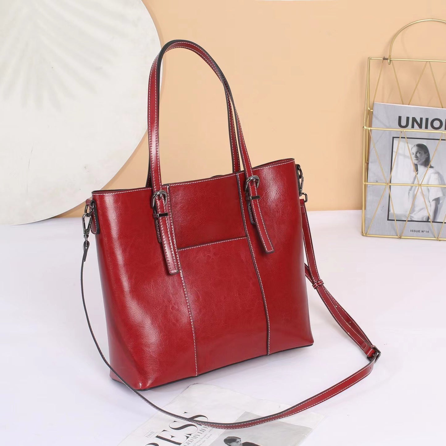 Buy Big Bag Genuine Leather Capacity Cowhide Messenger Bag Female Hand-held Tote online at DLC Market