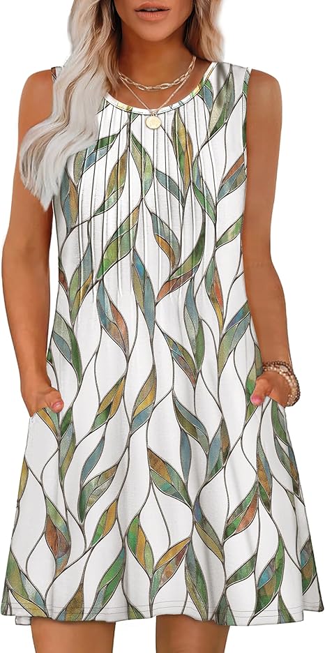 Buy Loose Beach Vacation Casual Round Neck Sleeveless Vest Dress online at DLC Market