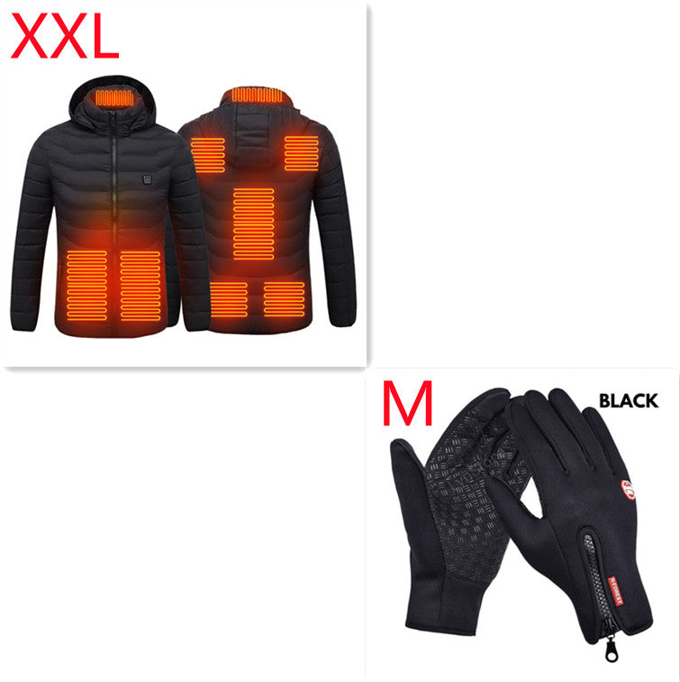 Winter Heated Jacket USB Electric Cotton Coat Zip-up Heater Thermal Clothing Heating Vest For Men by null