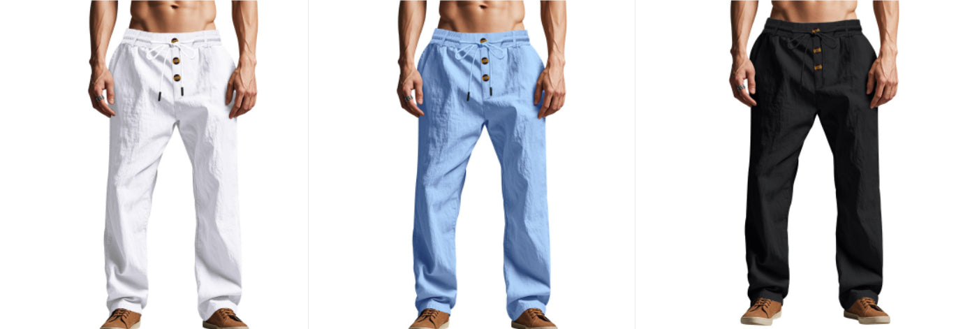 Men's Trousers Breathable Skin-Friendly Loose Fit Casual Beach Pants For Sports Summer by null