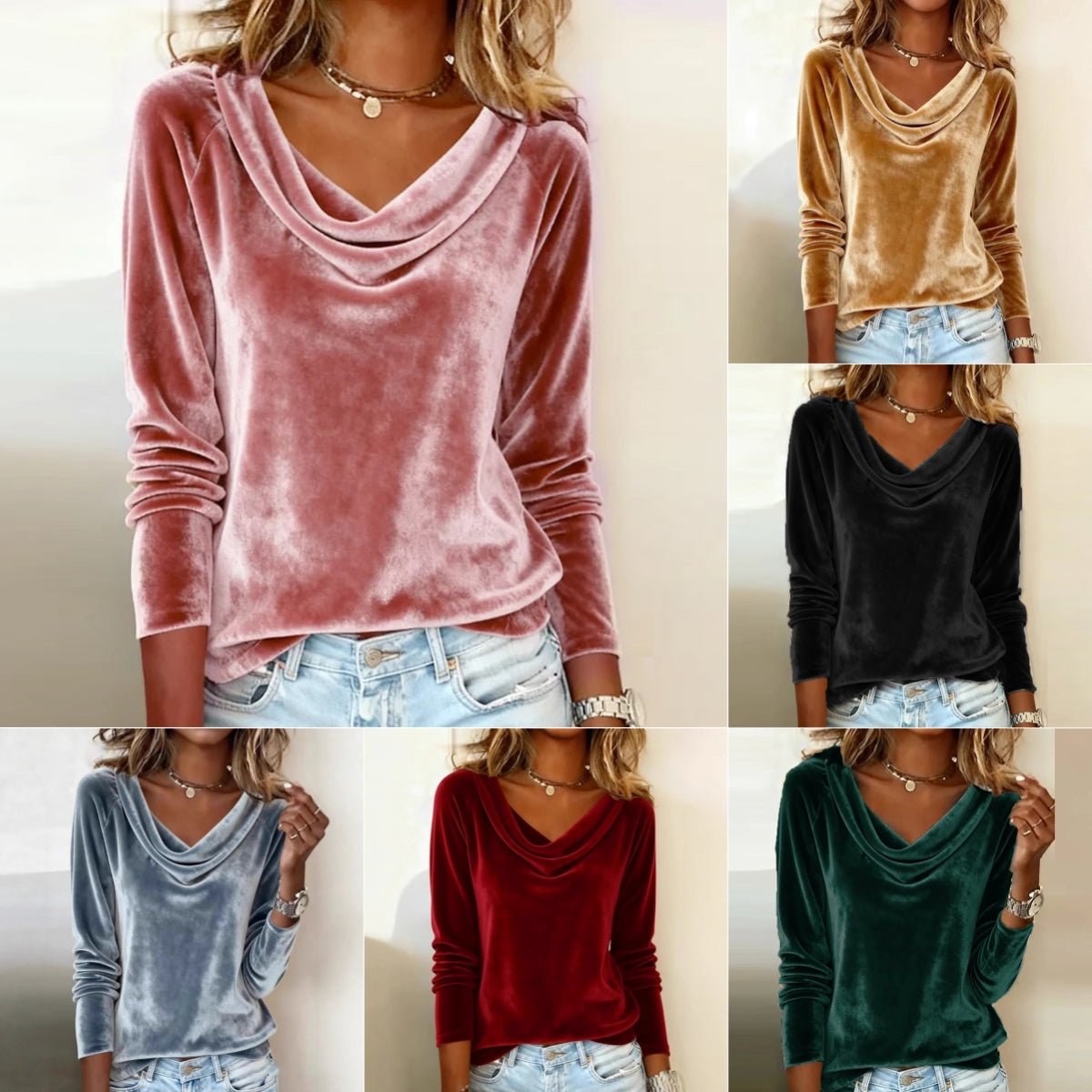 Elegant Velvet Long Sleeve Shirts For Women Fall Spring Solid Color Loose Women Blouses Fashion Pullover Tops Party Clothes by null