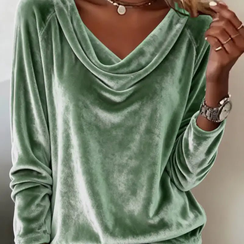 Elegant Velvet Long Sleeve Shirts For Women Fall Spring Solid Color Loose Women Blouses Fashion Pullover Tops Party Clothes by null