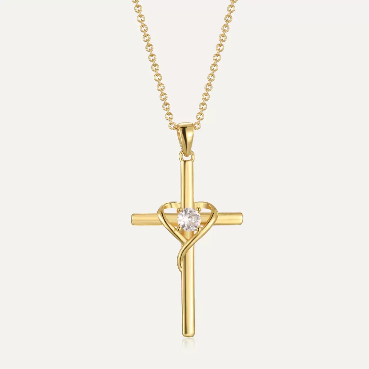 Buy Easter Heart-Shaped Cross Diamond-Encrusted Pendant Necklace For Women online at DLC Market