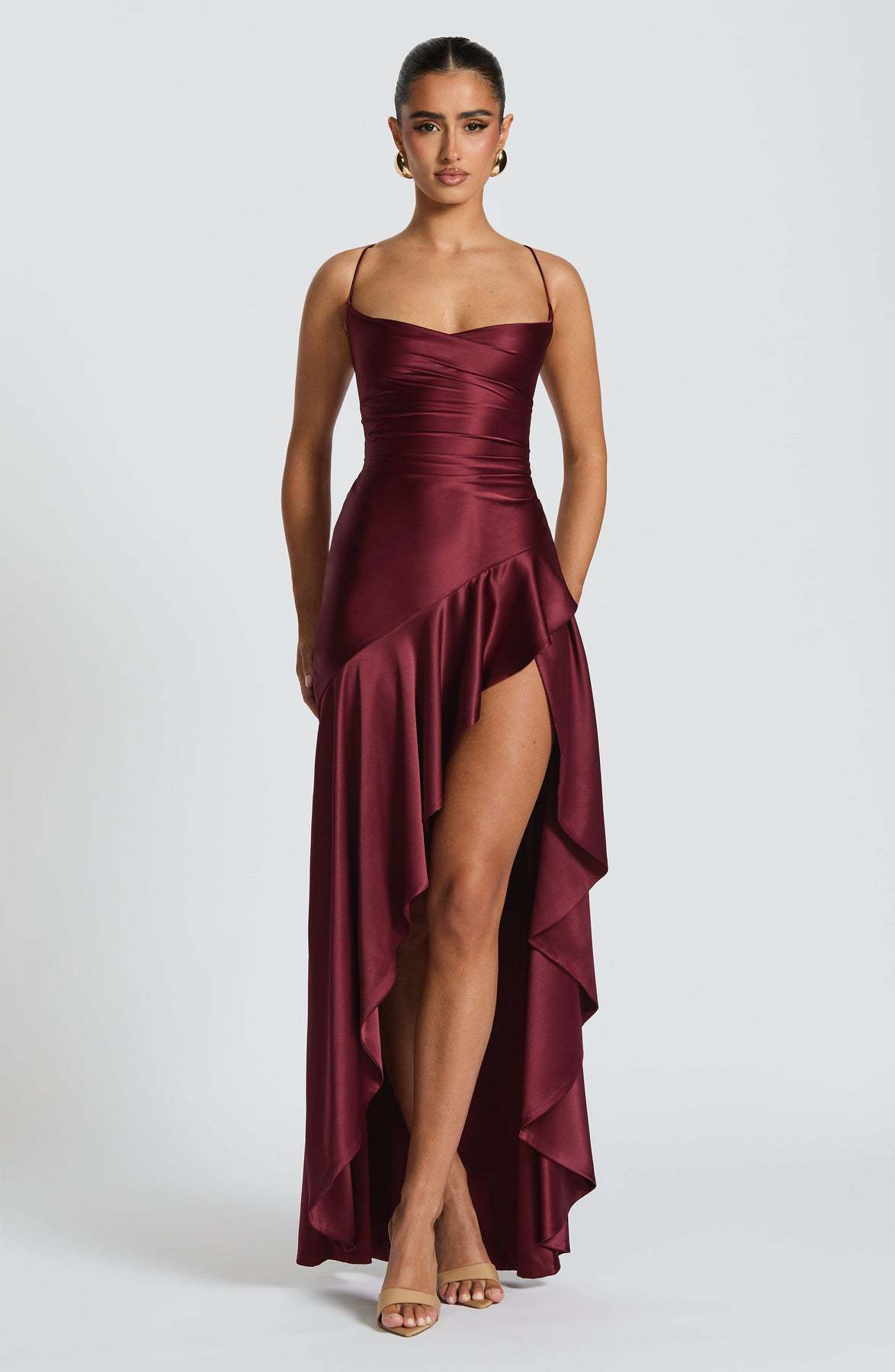 Women's Backless Ruffles Irregular Dress Summer Fashion Evening Party Club Split Suspender Maxi Dresses Clothing by null