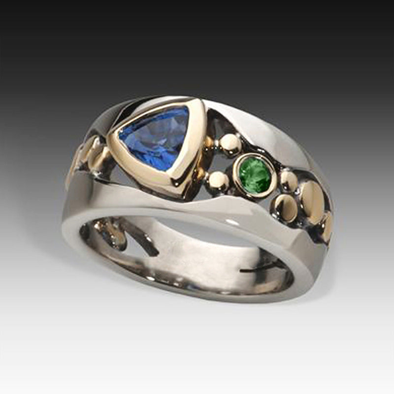 Buy Creative Hollowed-out Design Engagement Ring Set With Green Zircons online at DLC Market