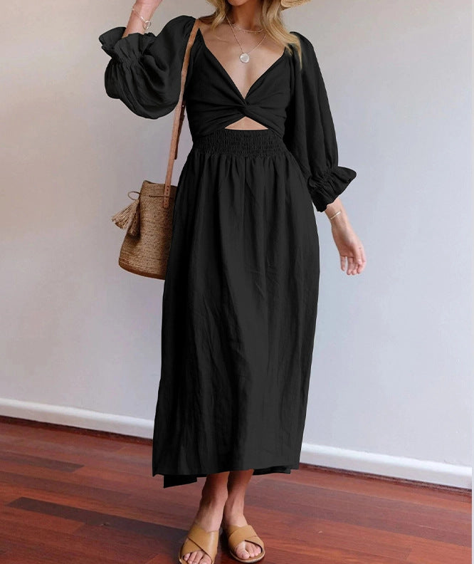 Buy Women's Clothing V-neck Half Sleeves Front And Back Wearable Type Dress online at DLC Market
