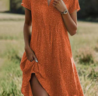 Women's Artistic Ethnic Style Scoop Mid-length Dress by null