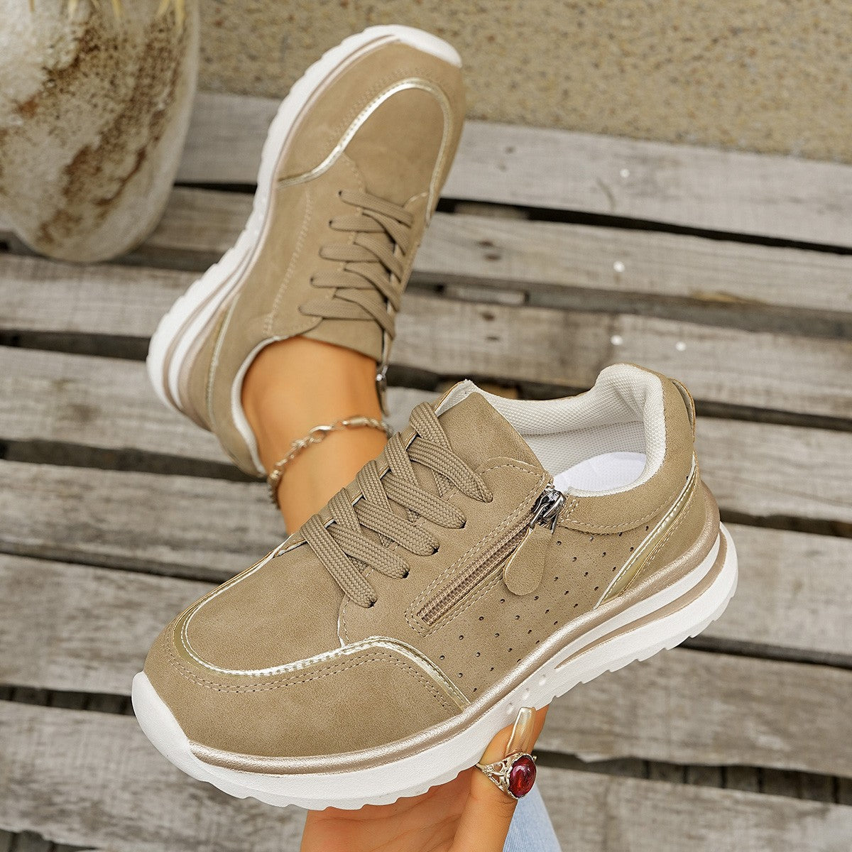 Buy Side-zip Breathable Sneakers With A Chunky Sole For Comfort online at DLC Market