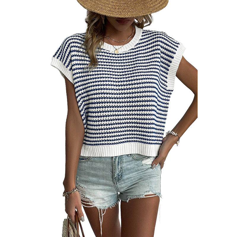 Buy Women's Summer Stripes Patchwork Knitting Vest Top online at DLC Market