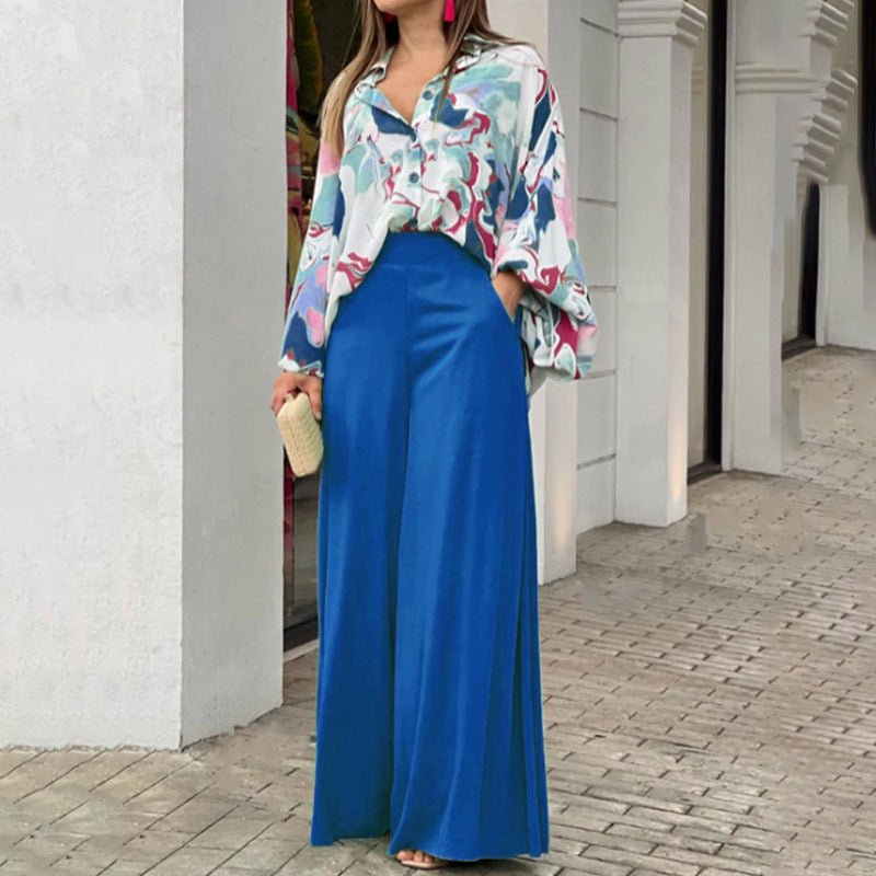 Fashionable Printed Wide-leg Pants by null