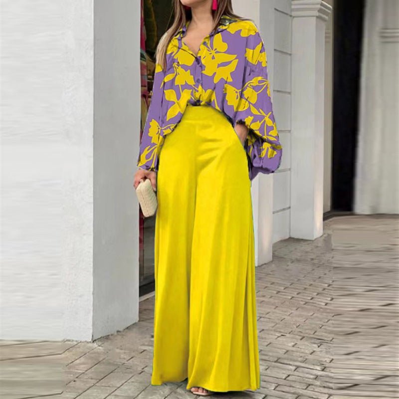 Fashionable Printed Wide-leg Pants by null