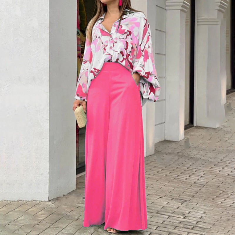 Fashionable Printed Wide-leg Pants by null