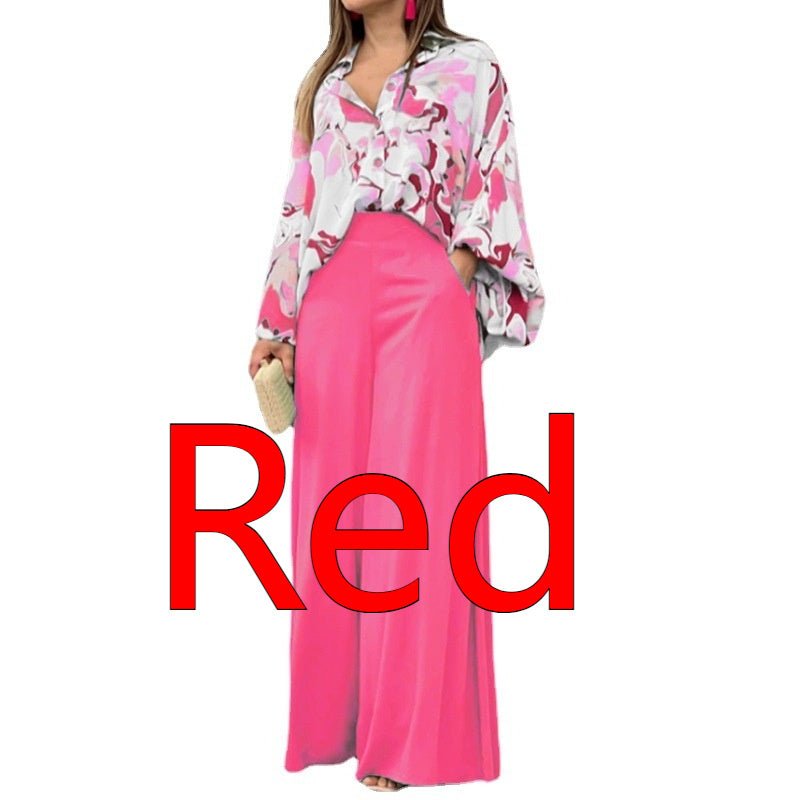 Fashionable Printed Wide-leg Pants by null