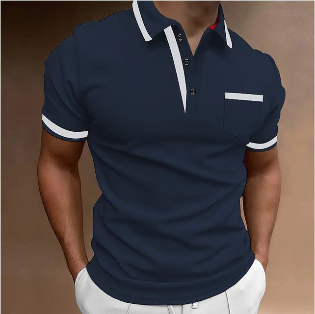 Men's Casual Square Collar Double Buckle Printed Short Sleeve by null
