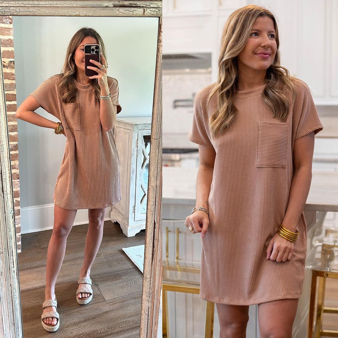 Buy Striped Short Sleeve Pocket Dress Women online at DLC Market