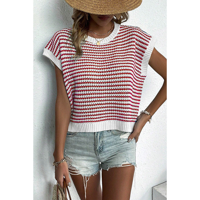 Buy Women's Summer Stripes Patchwork Knitting Vest Top online at DLC Market