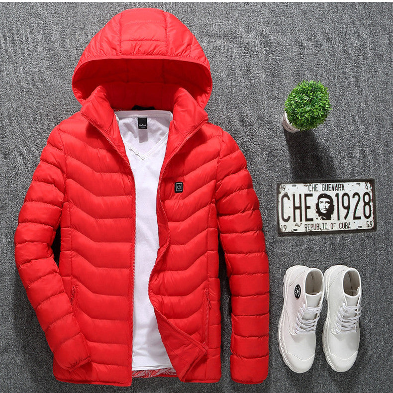 Winter Heated Jacket USB Electric Cotton Coat Zip-up Heater Thermal Clothing Heating Vest For Men by null