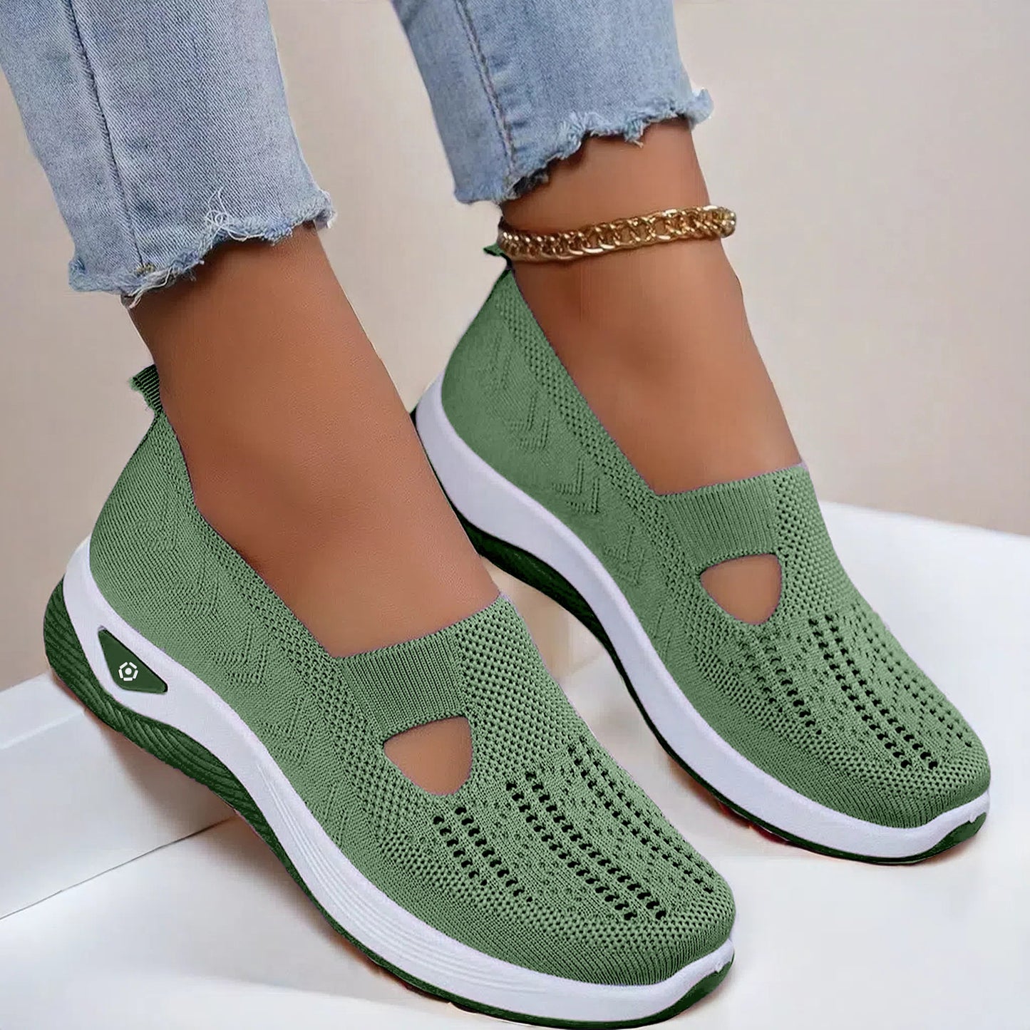Buy Mesh Flats Shoes Fashion Breathable Non-slip Soft Bottom Casual Shoes For Women online at DLC Market