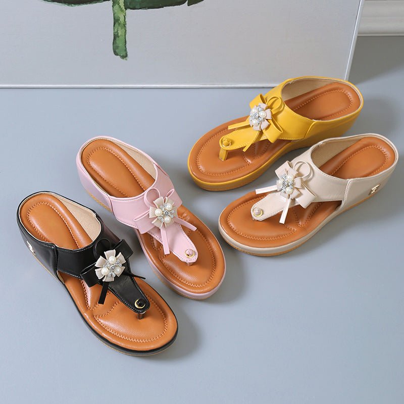 Flower Wedge Platform Flip Flops Plus Size - DLC MARKET