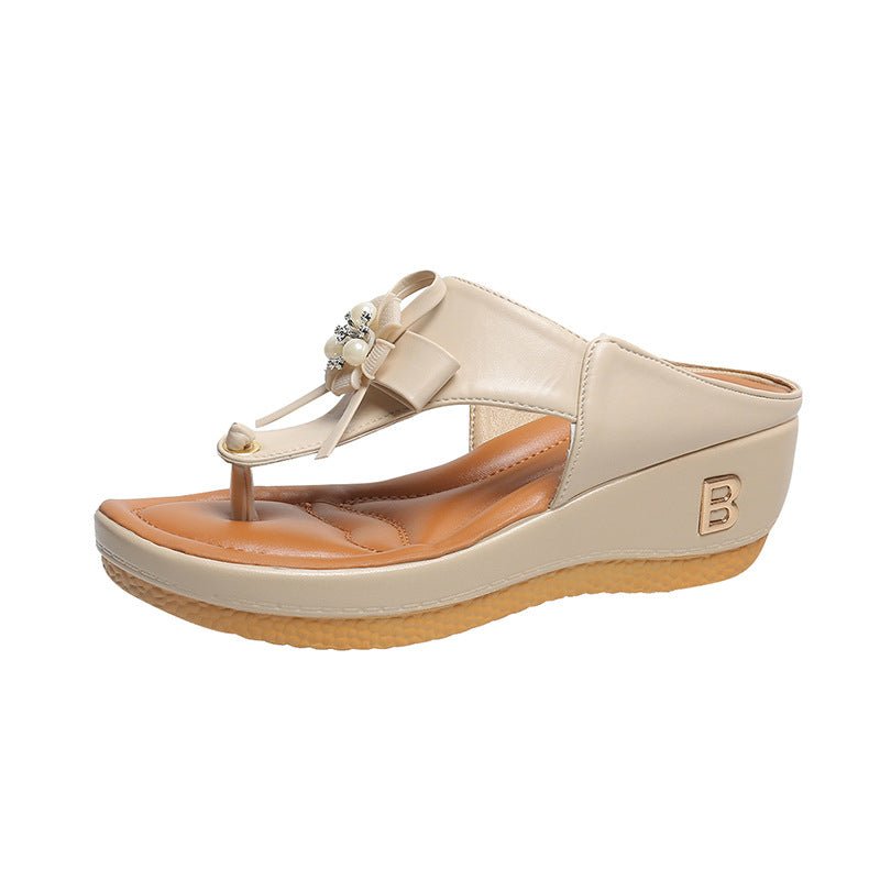 Flower Wedge Platform Flip Flops Plus Size - DLC MARKET